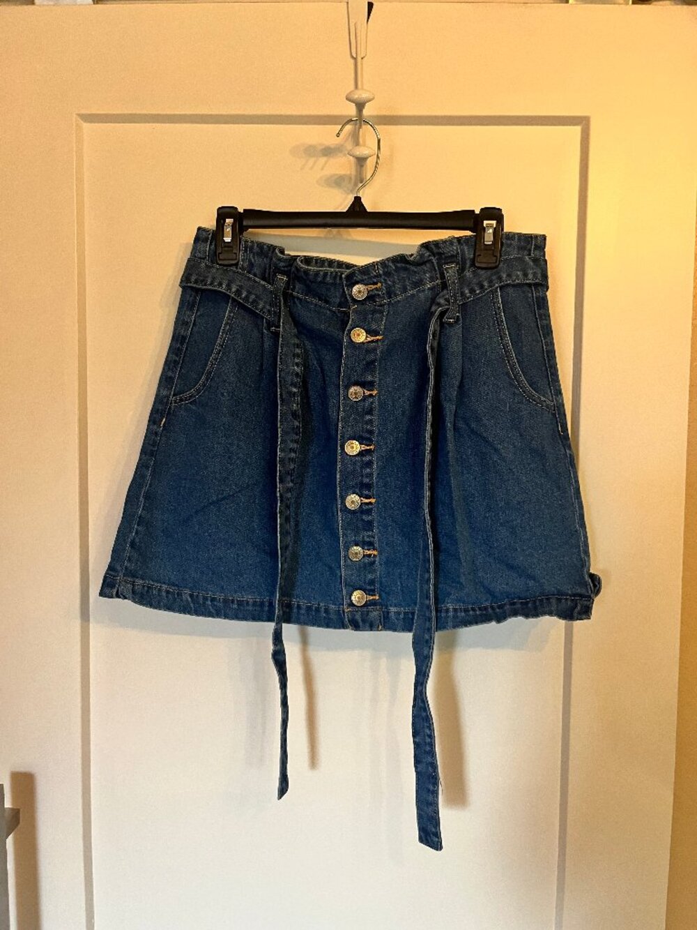 American Eagle Denim Button Front Mini Skirt Size 10
